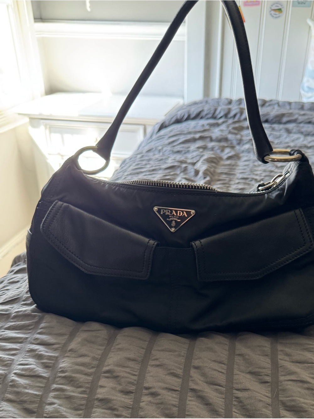 Prada Black Tessuto-Buffalo Cargo Nylon  Shoulder Bag